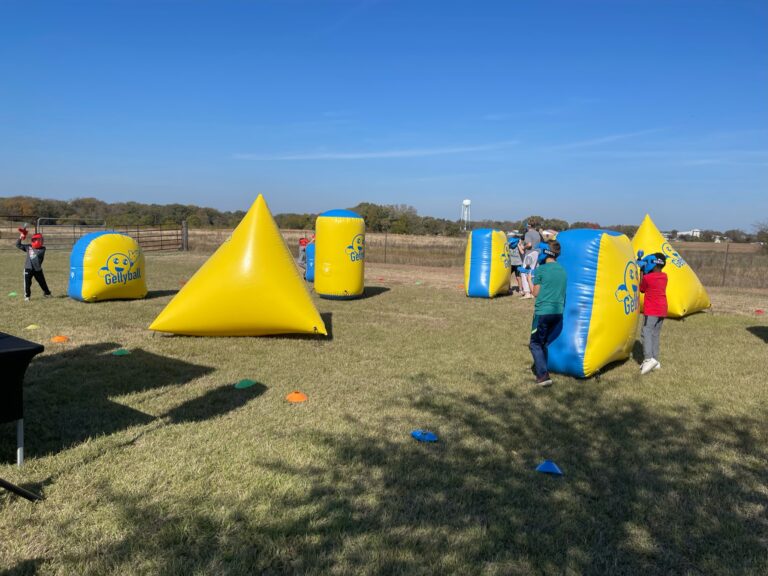 Gellyball tactical field set up in backyard